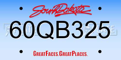 60QB325 South Dakota License Plate