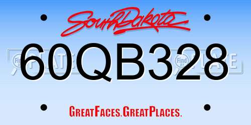 60QB328 South Dakota License Plate