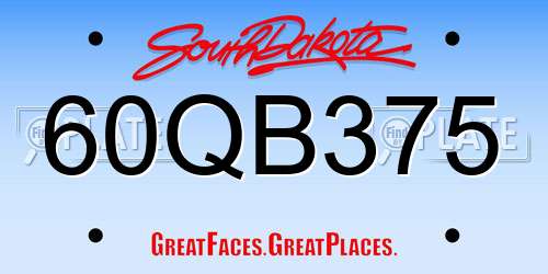 60QB375 South Dakota License Plate