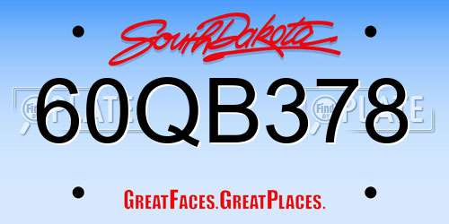 60QB378 South Dakota License Plate