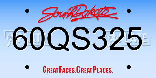 60QS325 South Dakota License Plate