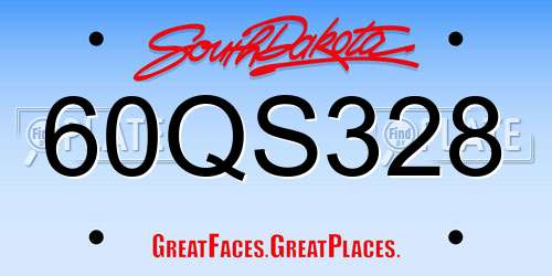 60QS328 South Dakota License Plate