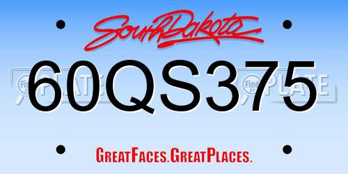 60QS375 South Dakota License Plate