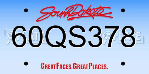 60QS378 South Dakota License Plate