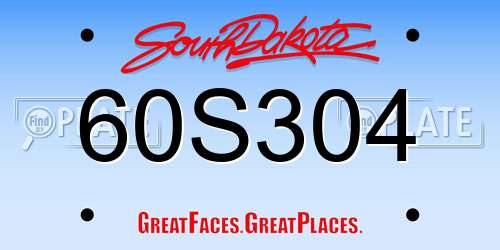 60S304 South Dakota License Plate