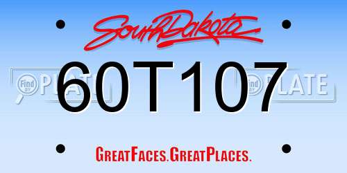 60T107 South Dakota License Plate