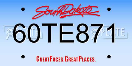60TE871 South Dakota License Plate
