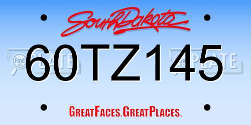 60TZ145 South Dakota License Plate