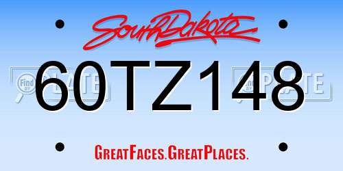 60TZ148 South Dakota License Plate