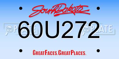 60U272 South Dakota License Plate