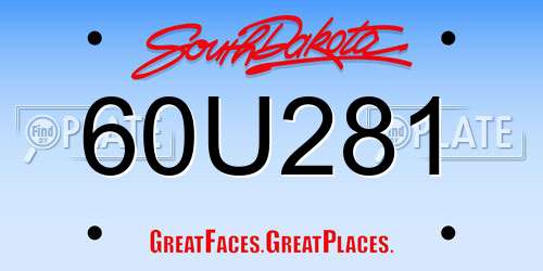 60U281 South Dakota License Plate