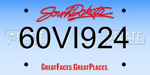 60VI924 South Dakota License Plate