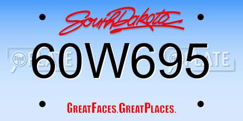 60W695 South Dakota License Plate