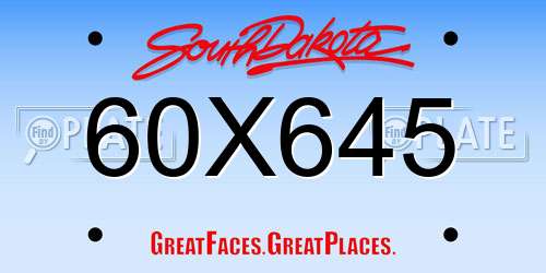 60X645 South Dakota License Plate
