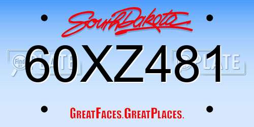 60XZ481 South Dakota License Plate