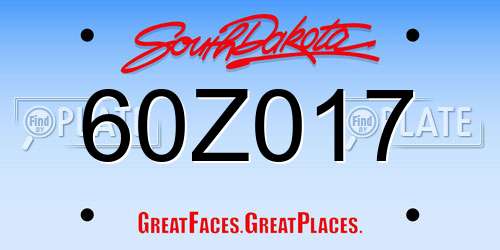 60Z017 South Dakota License Plate