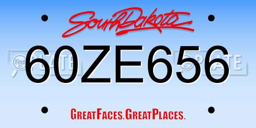 60ZE656 South Dakota License Plate