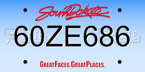 60ZE686 South Dakota License Plate