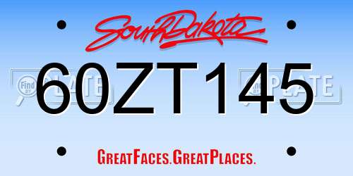 60ZT145 South Dakota License Plate