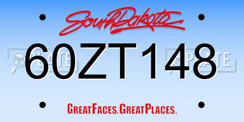 60ZT148 South Dakota License Plate
