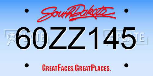 60ZZ145 South Dakota License Plate