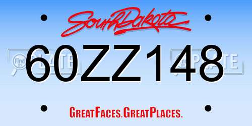 60ZZ148 South Dakota License Plate