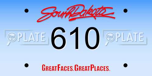 610 South Dakota License Plate