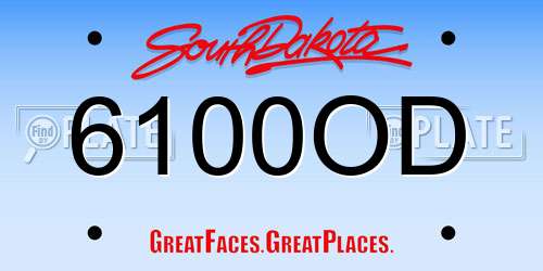 6100OD South Dakota License Plate