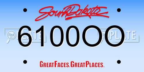 6100OO South Dakota License Plate