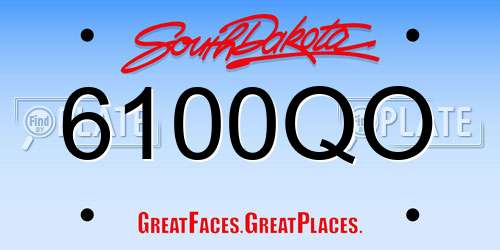 6100QO South Dakota License Plate