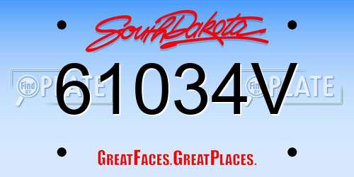 61034V South Dakota License Plate