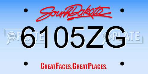 6105ZG South Dakota License Plate
