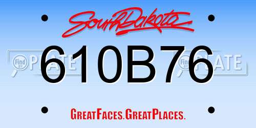 610B76 South Dakota License Plate