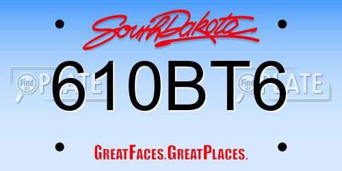 610BT6 South Dakota License Plate