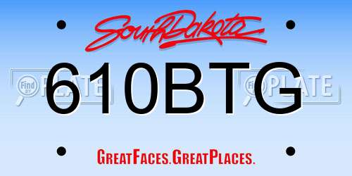 610BTG South Dakota License Plate