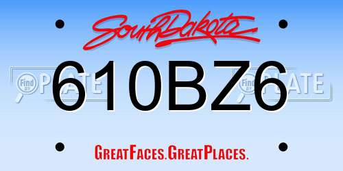 610BZ6 South Dakota License Plate
