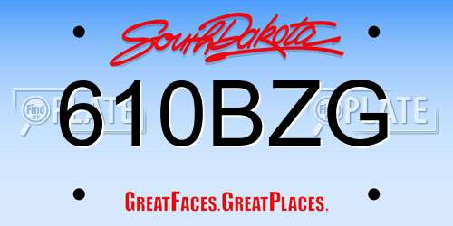 610BZG South Dakota License Plate