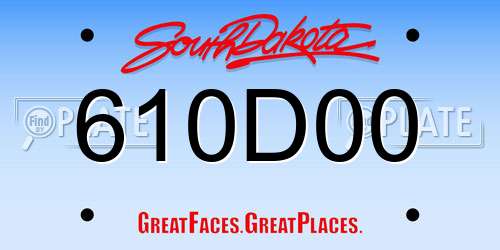 610D00 South Dakota License Plate