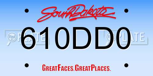 610DD0 South Dakota License Plate