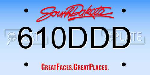 610DDD South Dakota License Plate