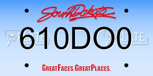 610DO0 South Dakota License Plate