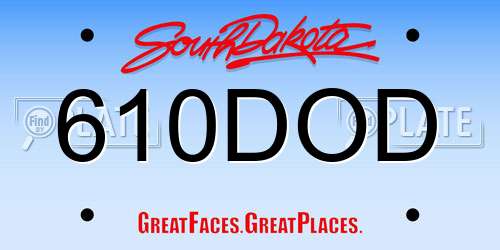 610DOD South Dakota License Plate