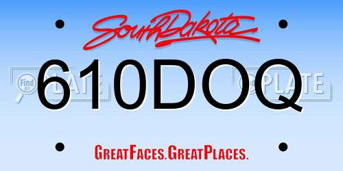610DOQ South Dakota License Plate