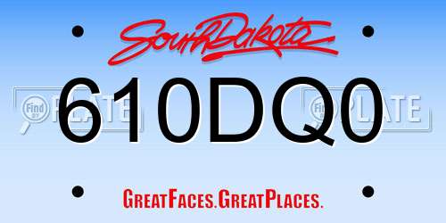 610DQ0 South Dakota License Plate