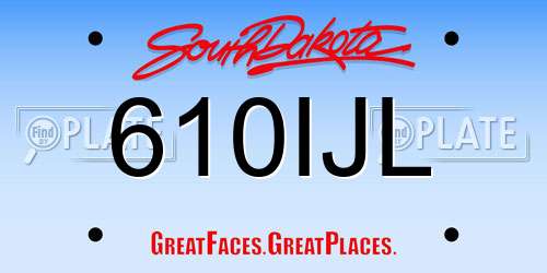 610IJL South Dakota License Plate