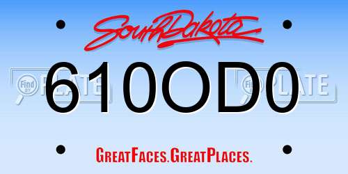 610OD0 South Dakota License Plate
