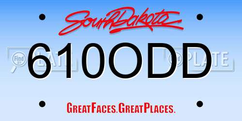 610ODD South Dakota License Plate