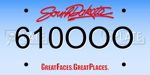 610OOO South Dakota License Plate