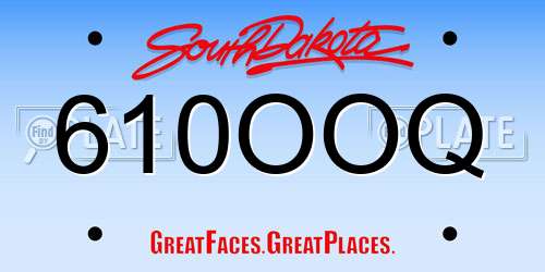 610OOQ South Dakota License Plate