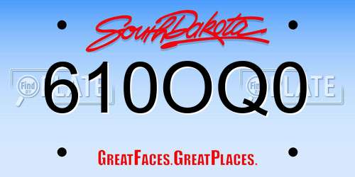 610OQ0 South Dakota License Plate